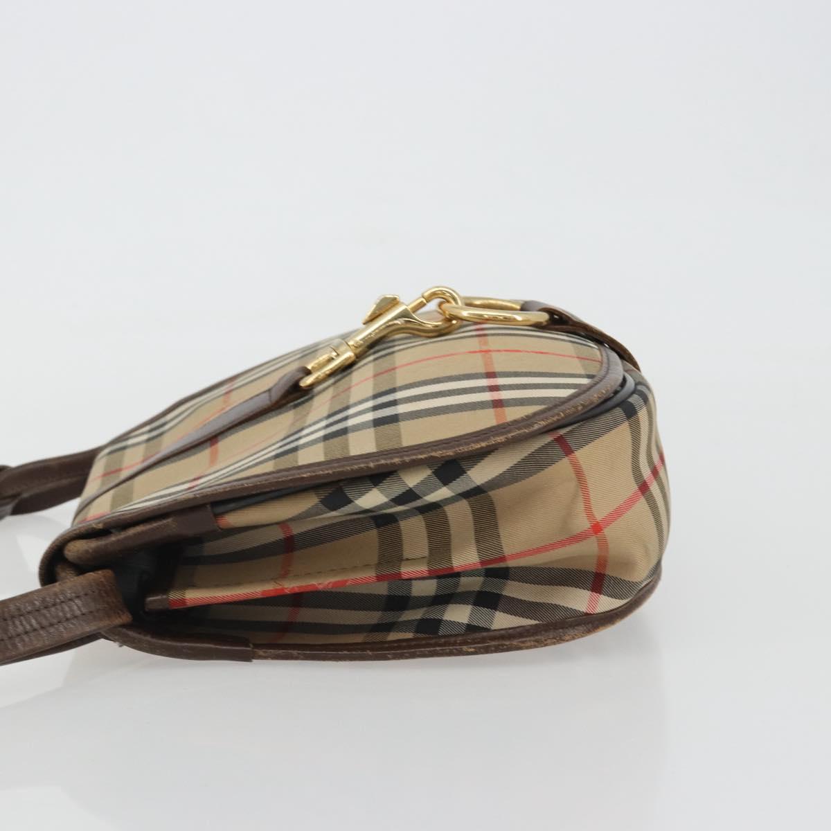 Burberrys Nova Check Shoulder Bag Canvas Beige Gold Auth 191050