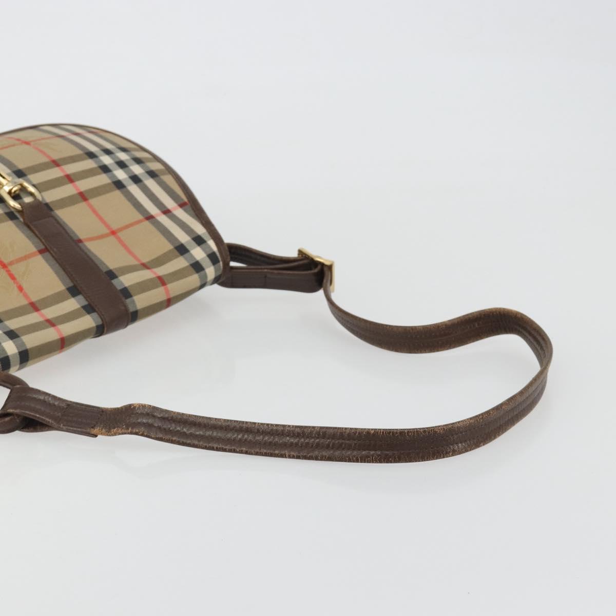 Burberrys Nova Check Shoulder Bag Canvas Beige Gold Auth 191050