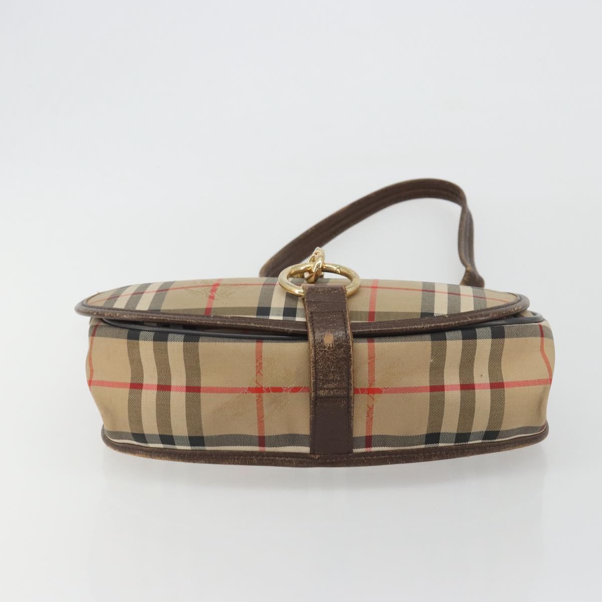Burberrys Nova Check Shoulder Bag Canvas Beige Gold Auth 191050