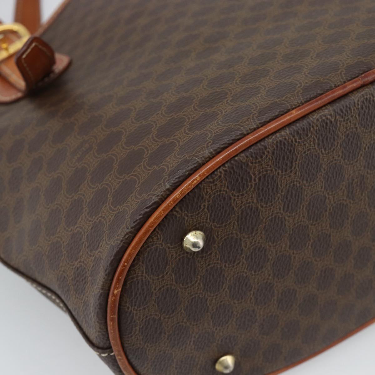 CELINE Macadam Canvas Shoulder Bag PVC Leather Brown Gold Auth 191052