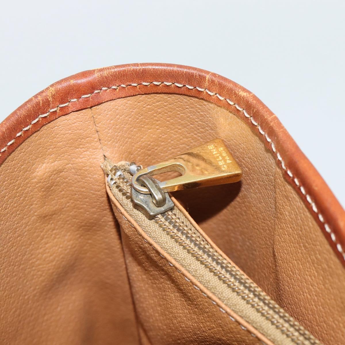 CELINE Macadam Canvas Shoulder Bag PVC Leather Brown Gold Auth 191052