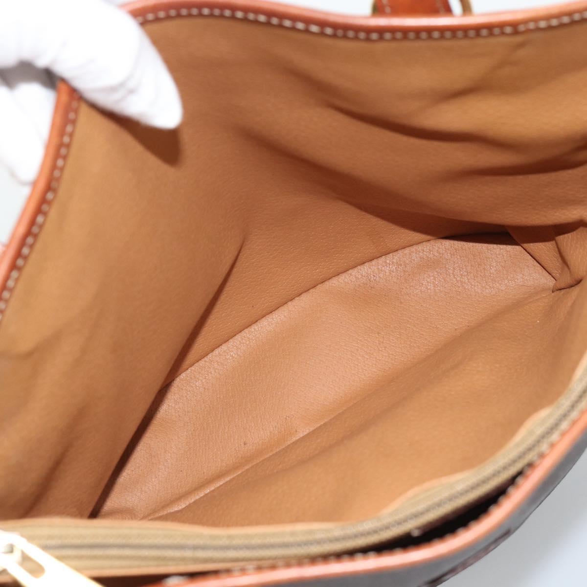 CELINE Macadam Canvas Shoulder Bag PVC Leather Brown Gold Auth 191052