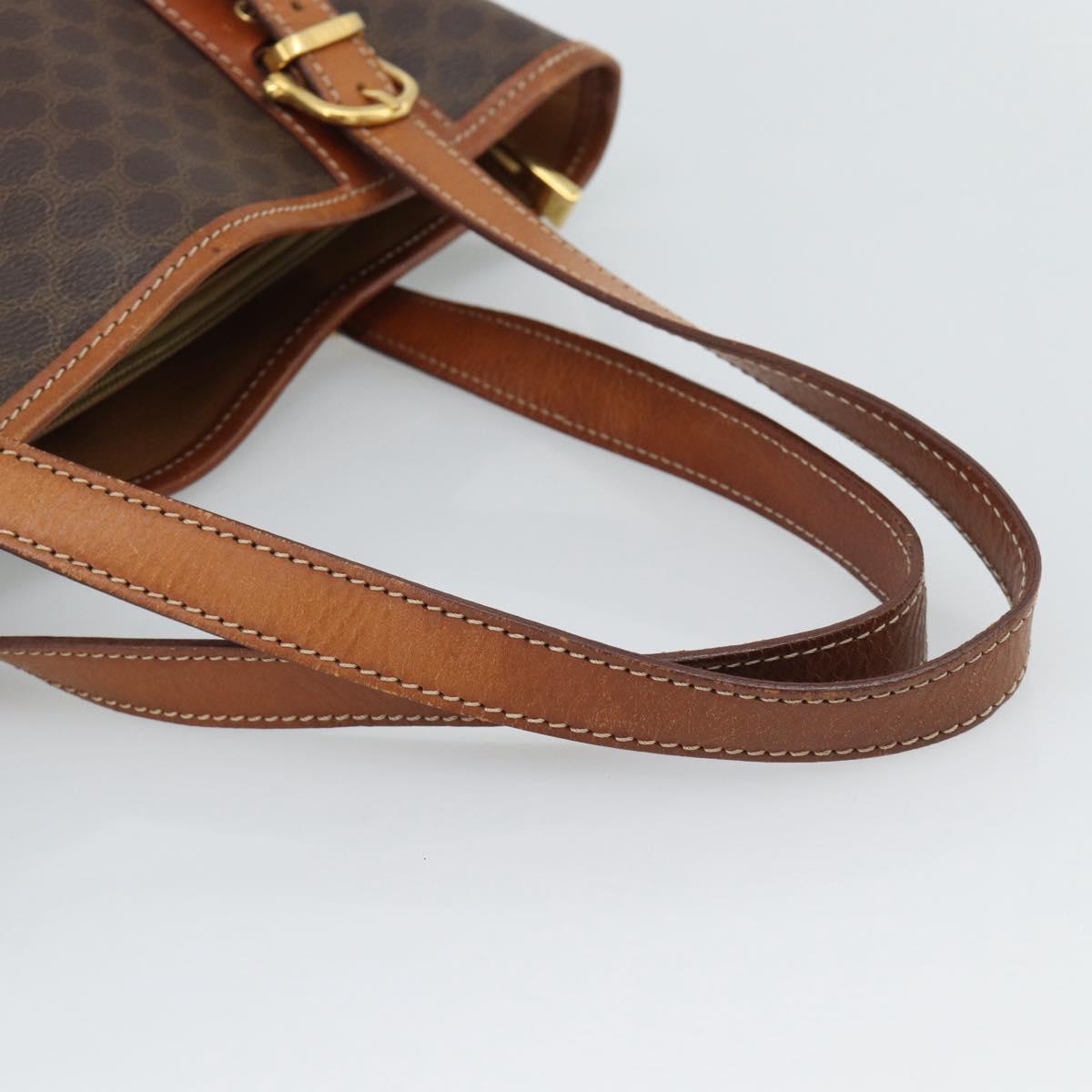 CELINE Macadam Canvas Shoulder Bag PVC Leather Brown Gold Auth 191052