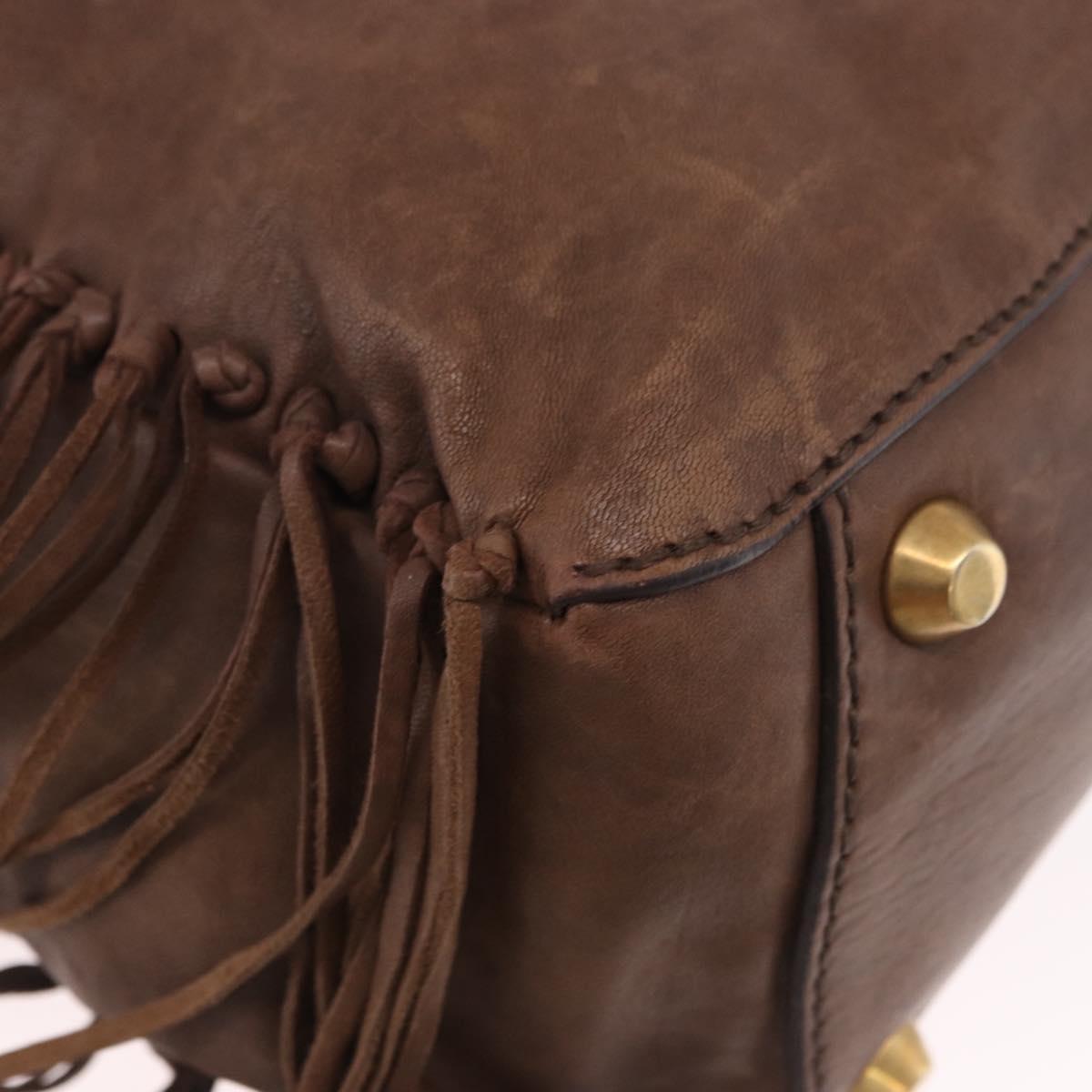 Miu Miu Hand Bag Leather 2way Brown Gold Auth 191056SAV