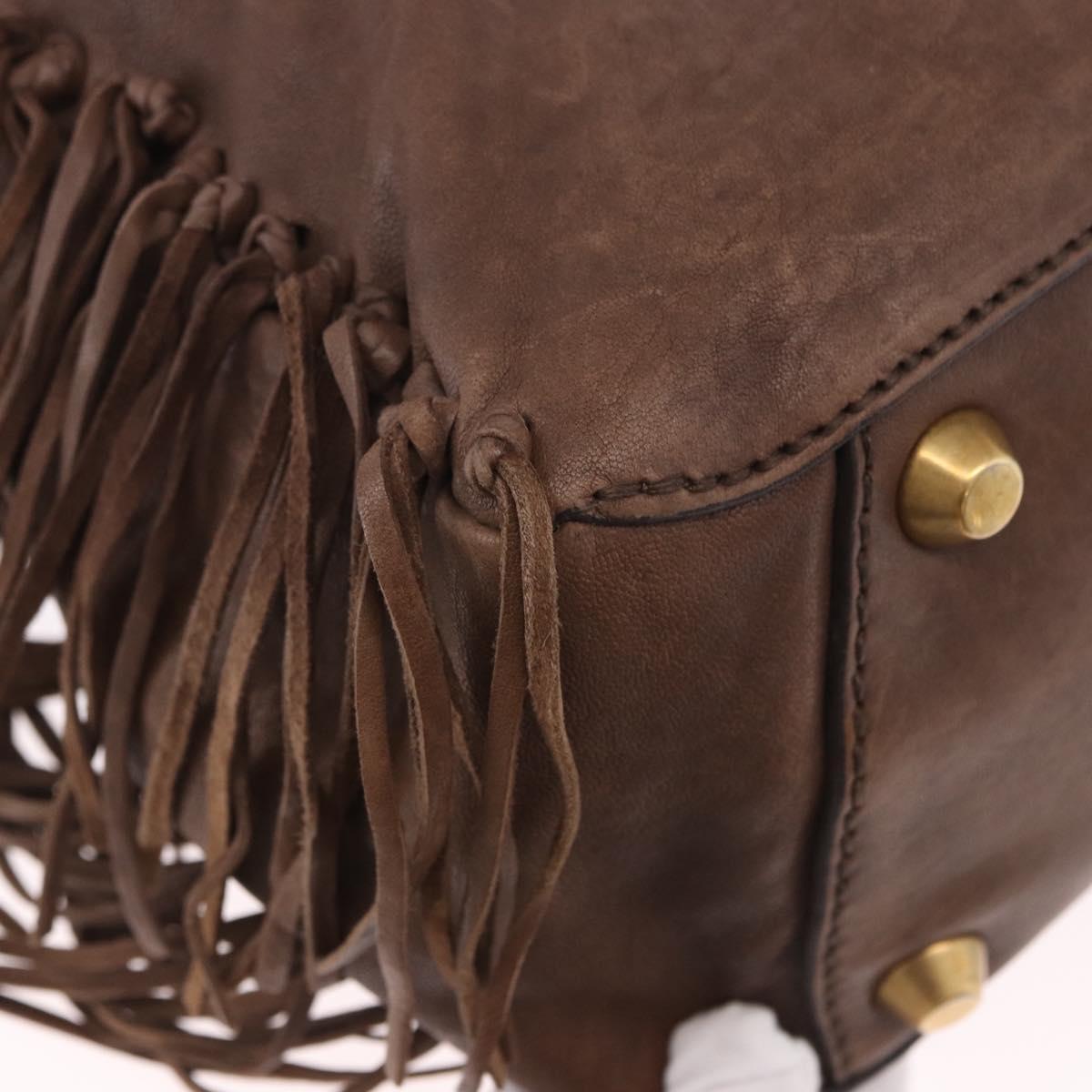 Miu Miu Hand Bag Leather 2way Brown Gold Auth 191056SAV