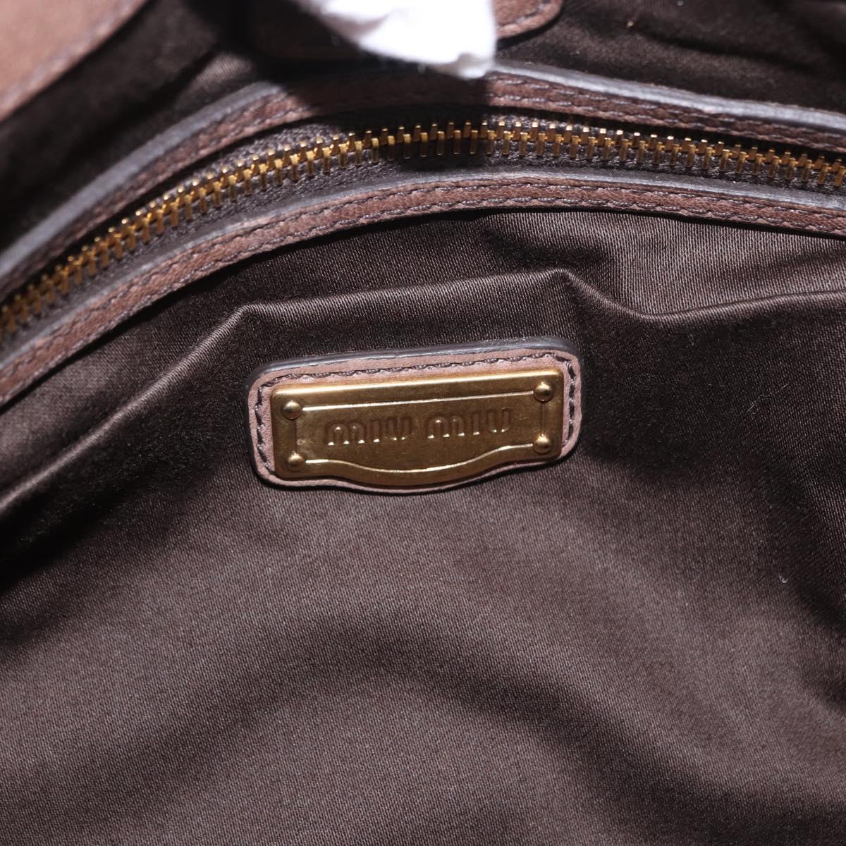 Miu Miu Hand Bag Leather 2way Brown Gold Auth 191056SAV