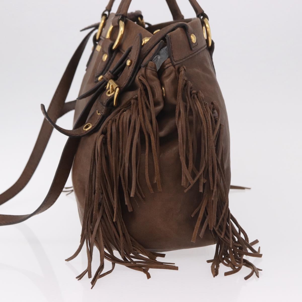 Miu Miu Hand Bag Leather 2way Brown Gold Auth 191056SAV
