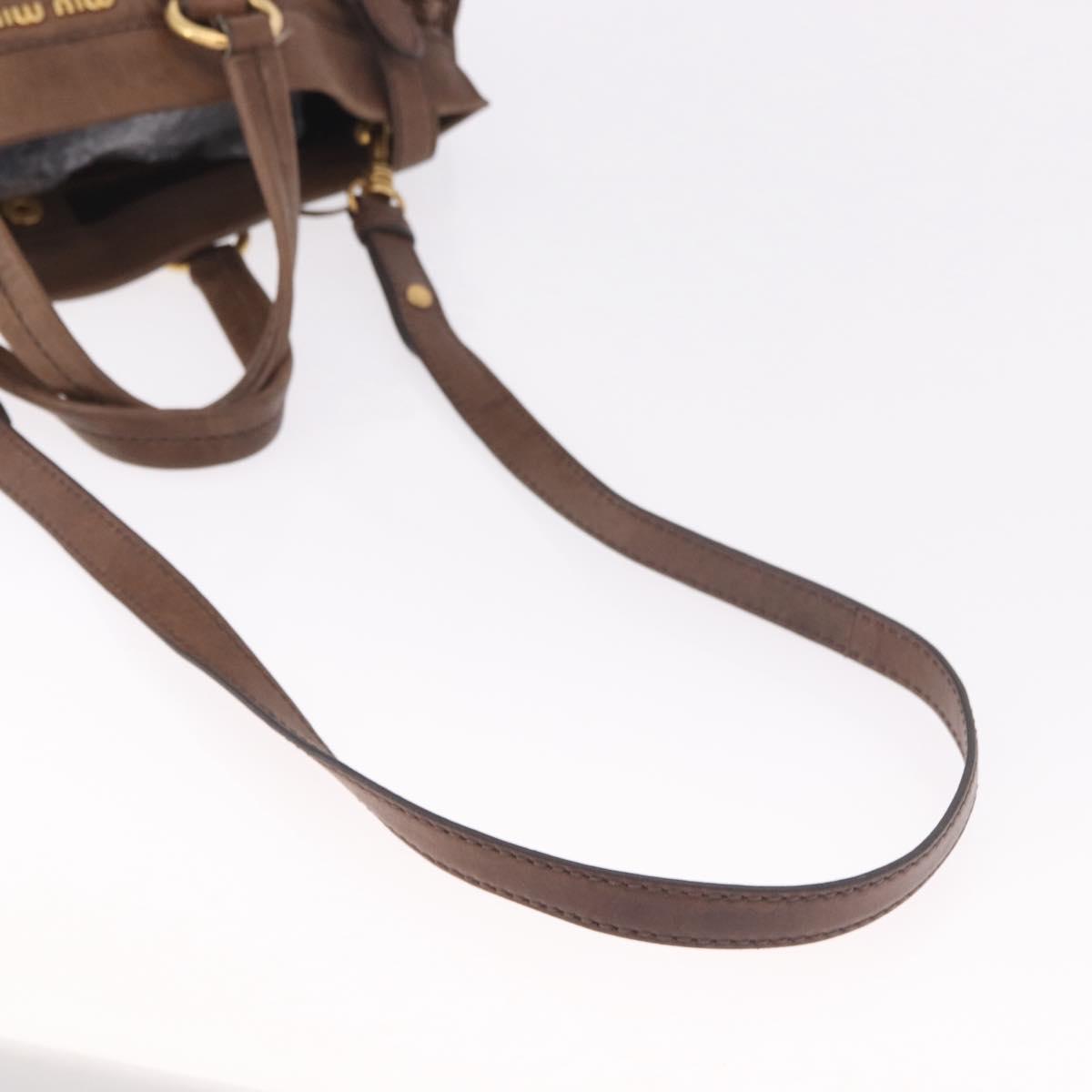 Miu Miu Hand Bag Leather 2way Brown Gold Auth 191056SAV