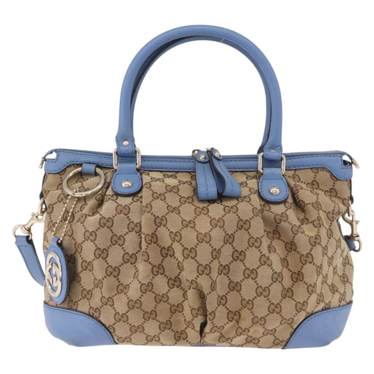 GUCCI GG Canvas Sukey Hand Bag 2way Beige Gold 247902 Auth 191057