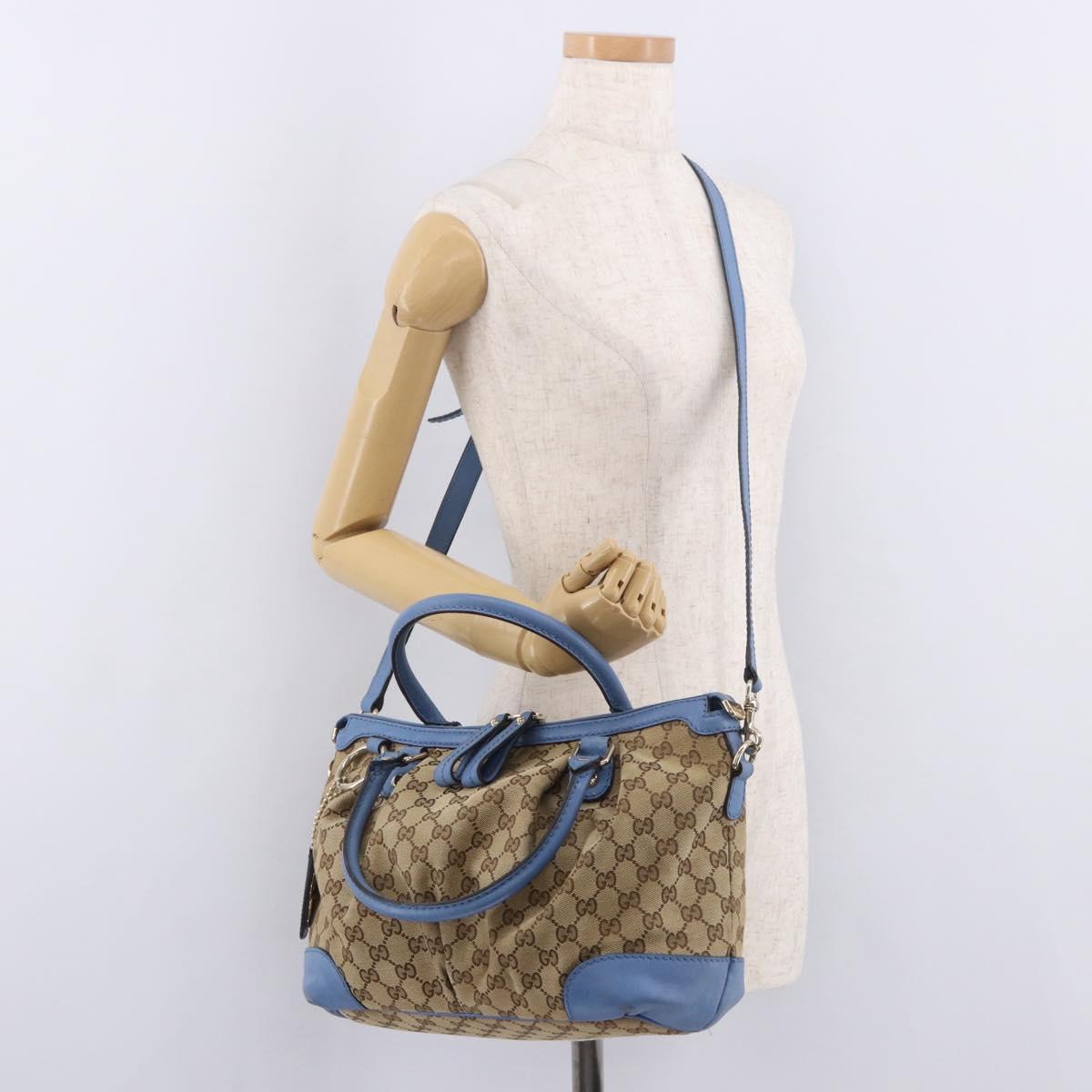 GUCCI GG Canvas Sukey Hand Bag 2way Beige Gold 247902 Auth 191057