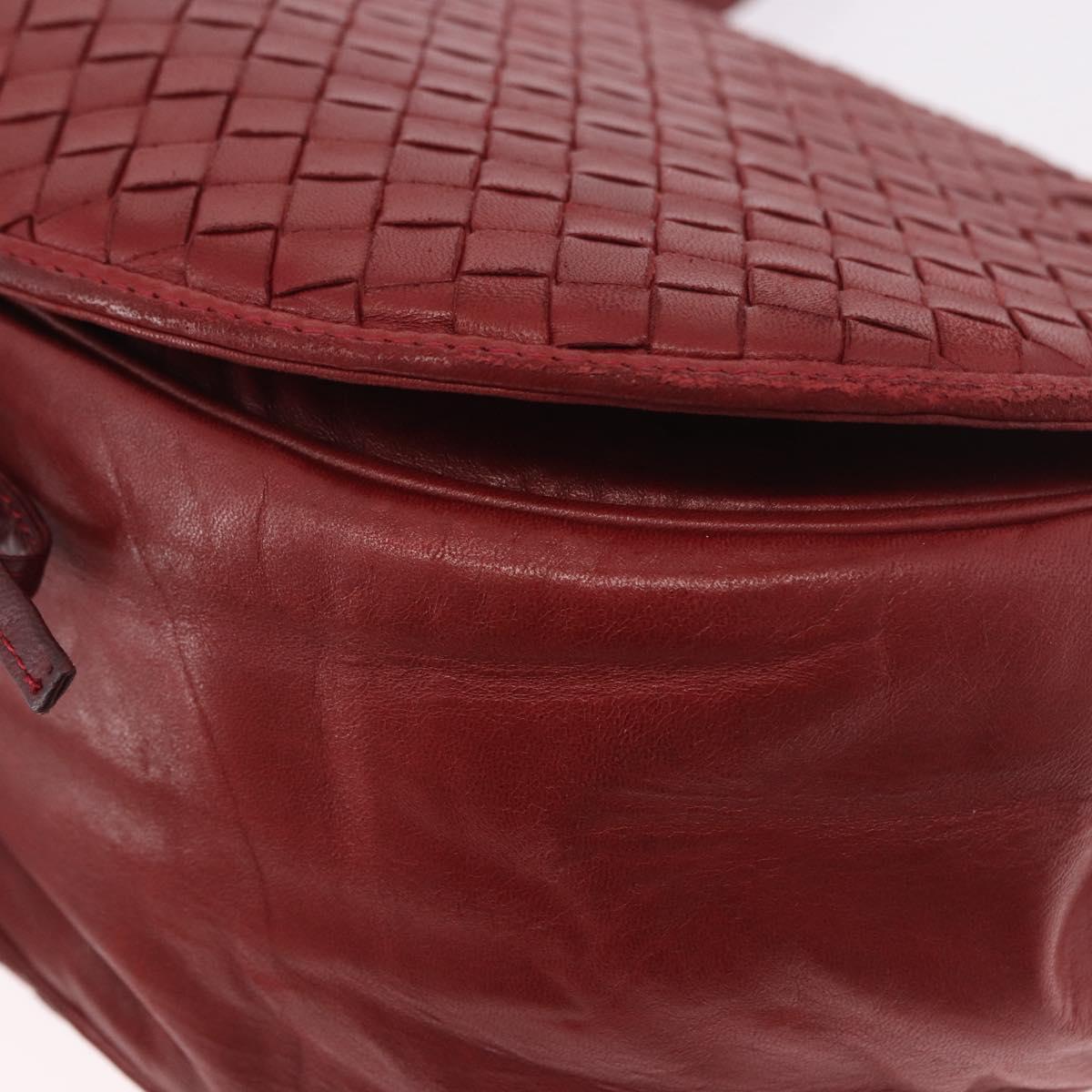 BOTTEGA VENETA INTRECCIATO Shoulder Bag Leather Red Auth 191059
