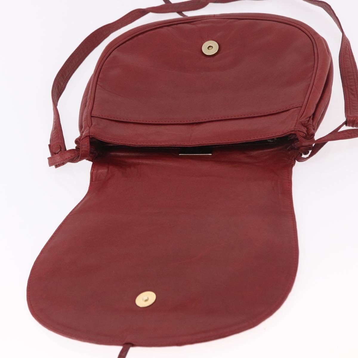 BOTTEGA VENETA INTRECCIATO Shoulder Bag Leather Red Auth 191059