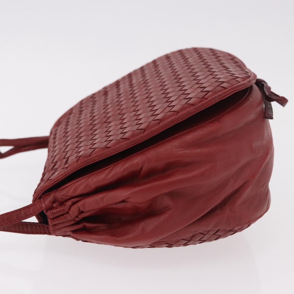 BOTTEGA VENETA INTRECCIATO Shoulder Bag Leather Red Auth 191059