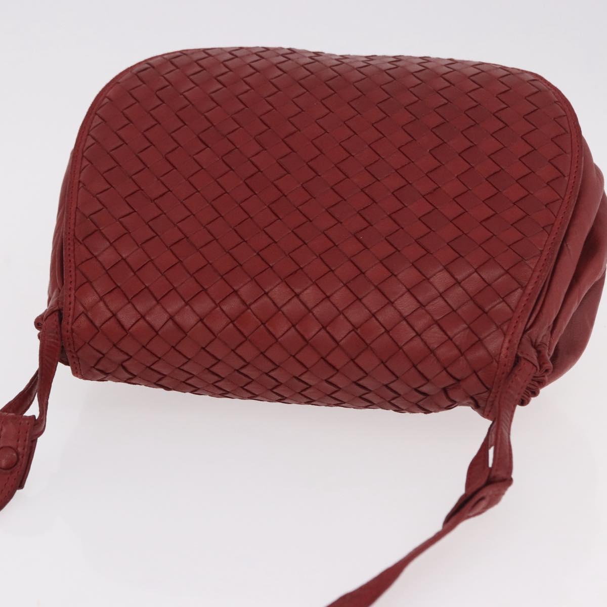 BOTTEGA VENETA INTRECCIATO Shoulder Bag Leather Red Auth 191059