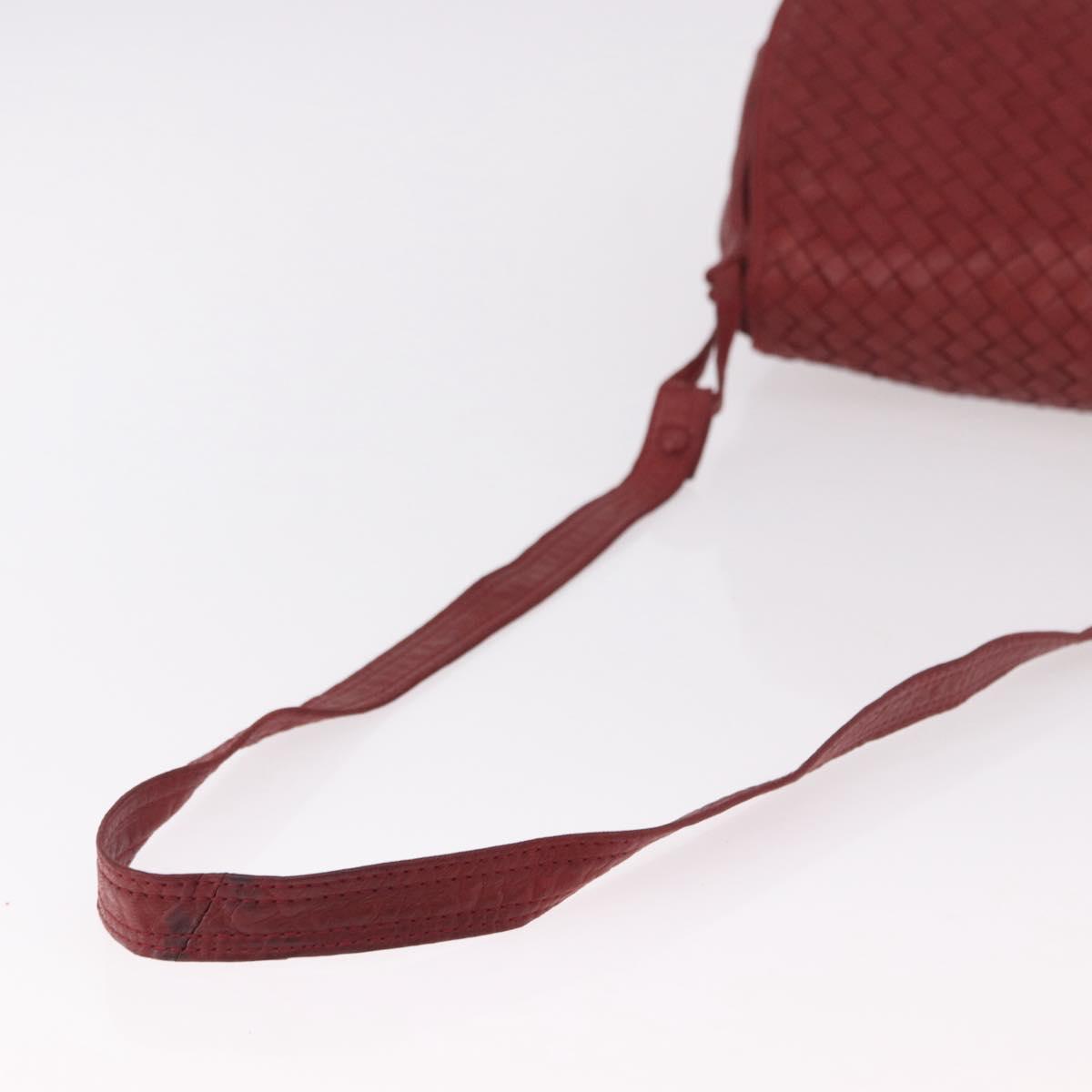 BOTTEGA VENETA INTRECCIATO Shoulder Bag Leather Red Auth 191059