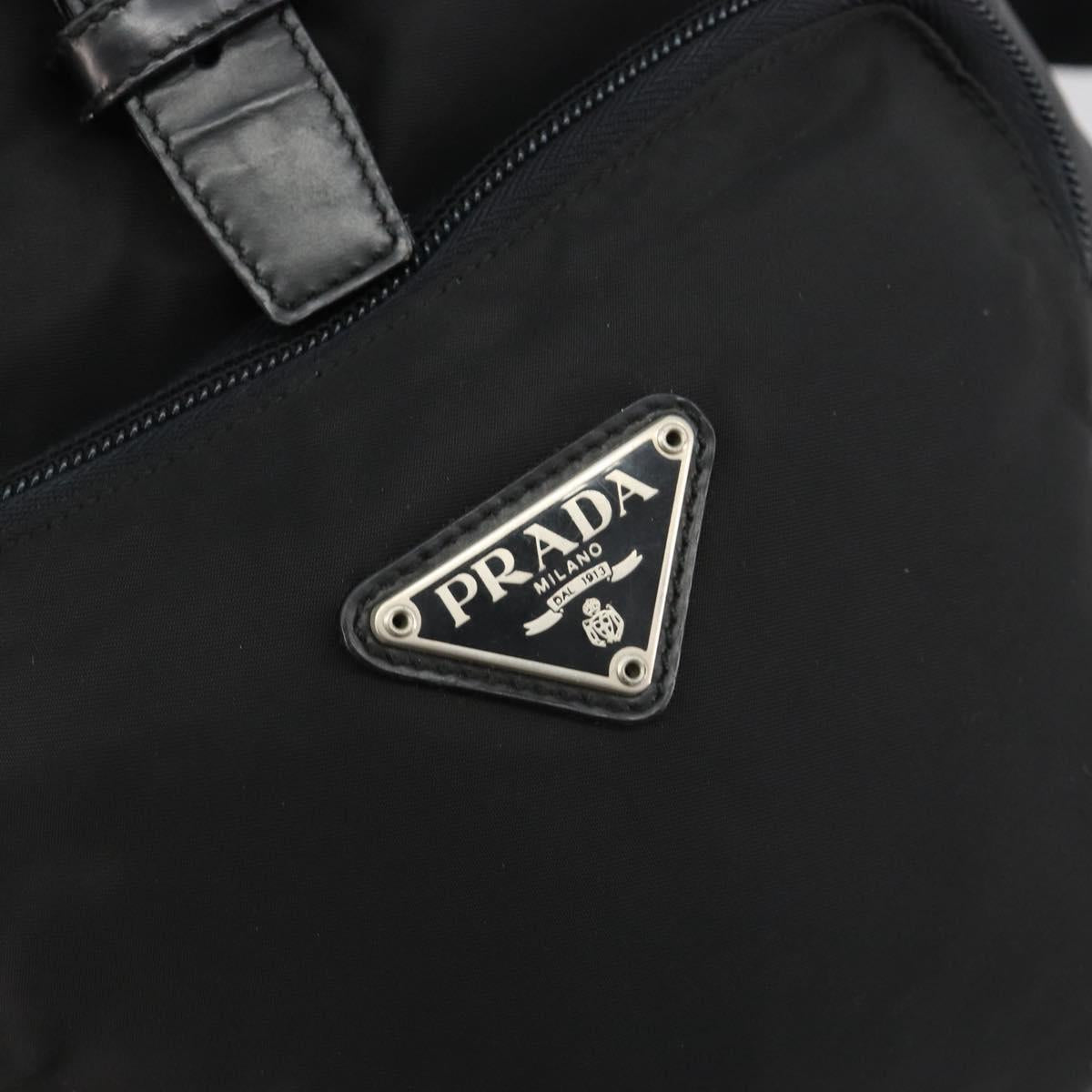 PRADA Nylon Backpack Black Silver Auth 191060A