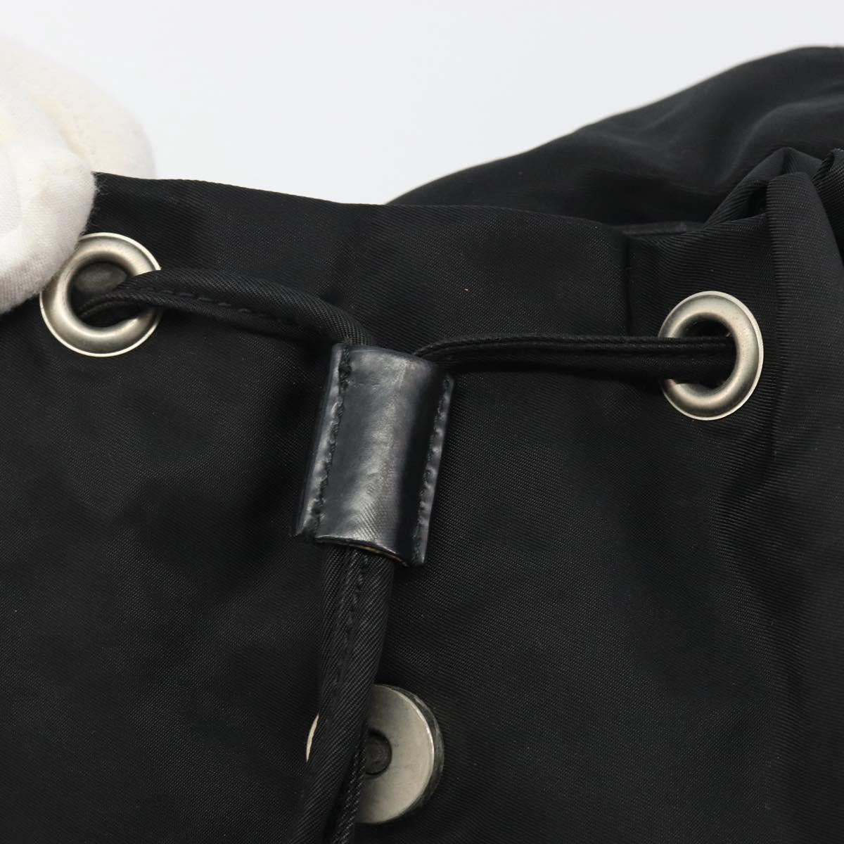 PRADA Nylon Backpack Black Silver Auth 191060A