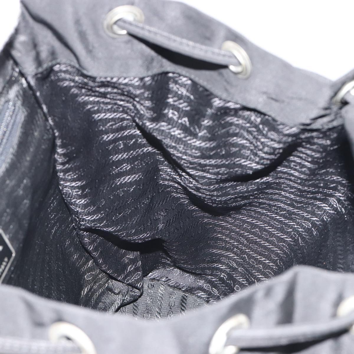 PRADA Nylon Backpack Black Silver Auth 191060A