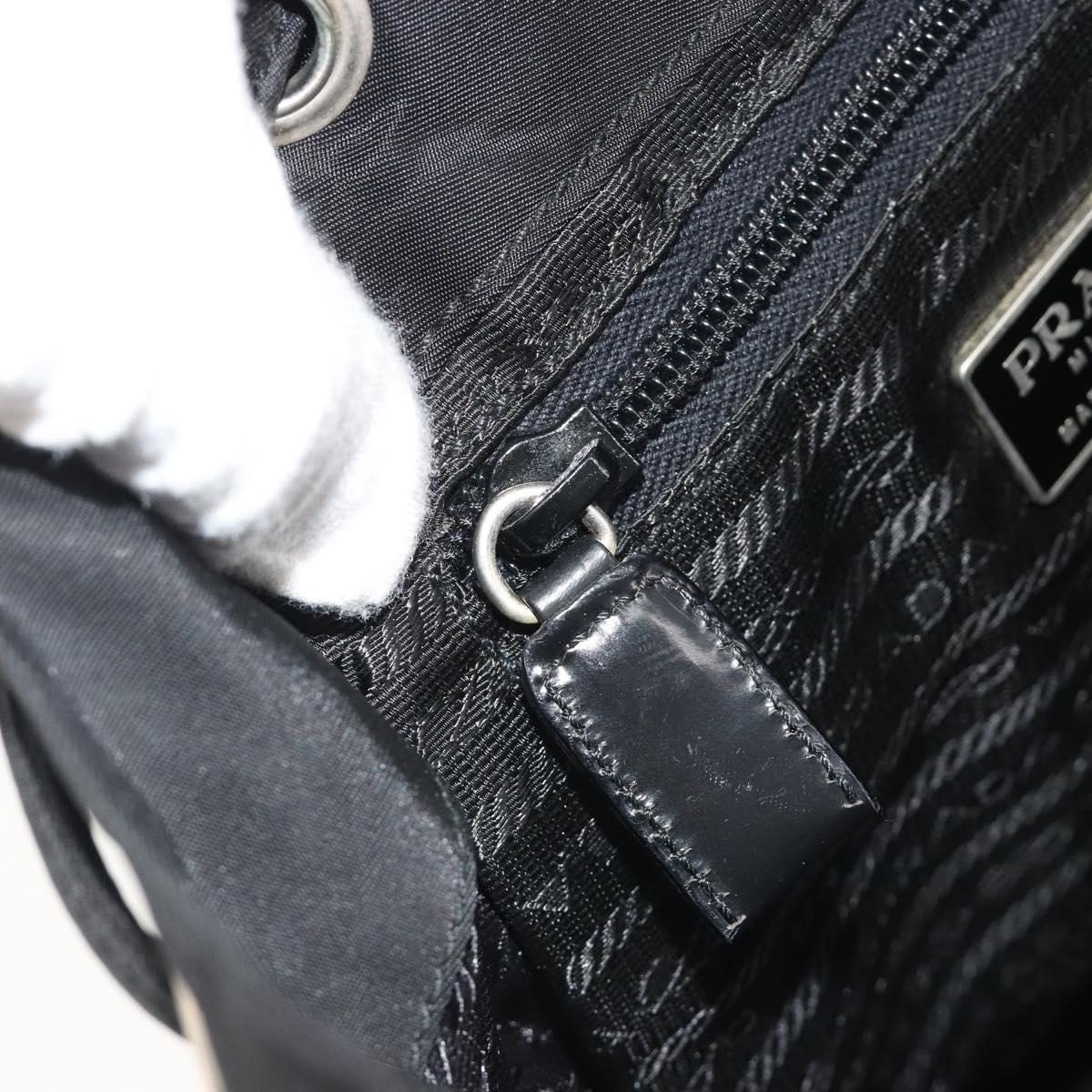 PRADA Nylon Backpack Black Silver Auth 191060A