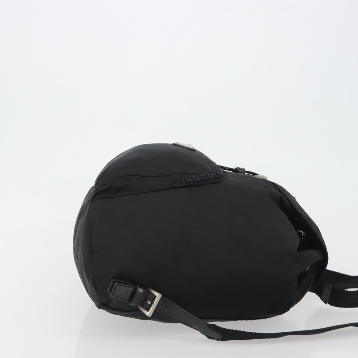 PRADA Nylon Backpack Black Silver Auth 191060A