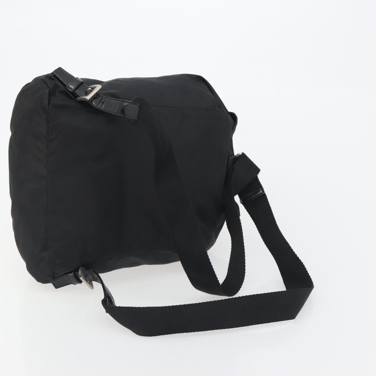 PRADA Nylon Backpack Black Silver Auth 191060A