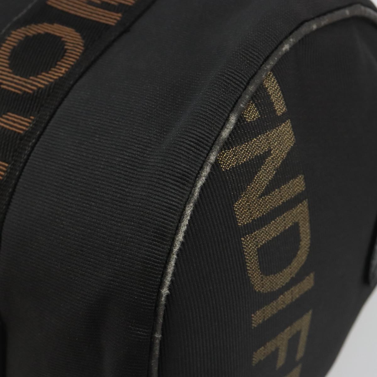 FENDI Hand Bag Canvas 2way Black Gold Auth 191061
