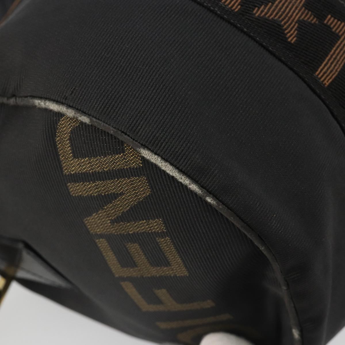 FENDI Hand Bag Canvas 2way Black Gold Auth 191061