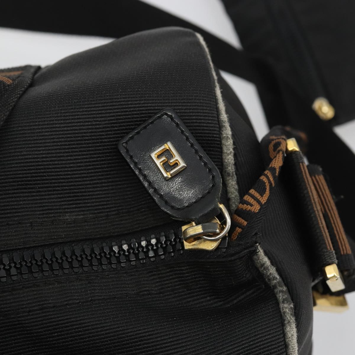 FENDI Hand Bag Canvas 2way Black Gold Auth 191061