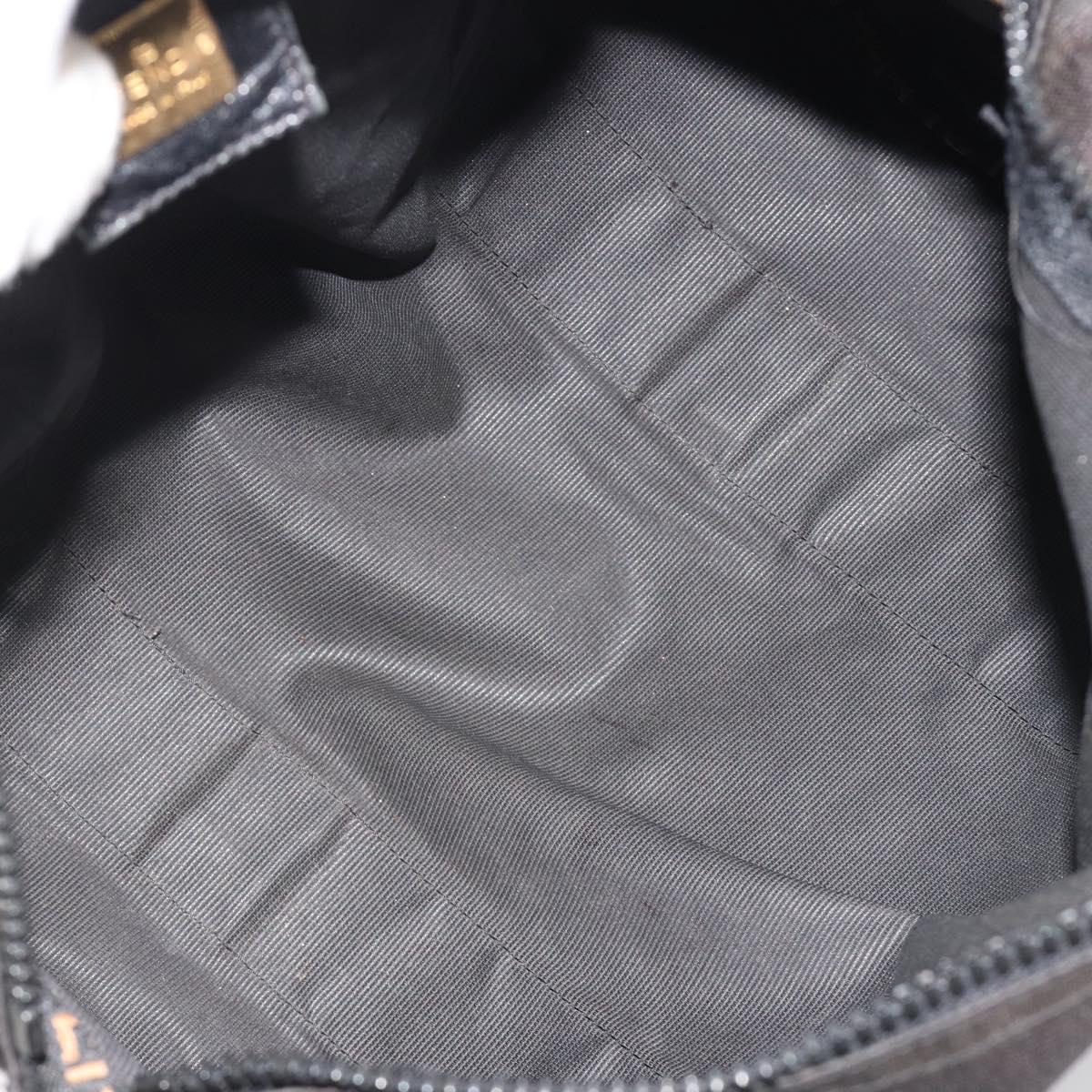 FENDI Hand Bag Canvas 2way Black Gold Auth 191061