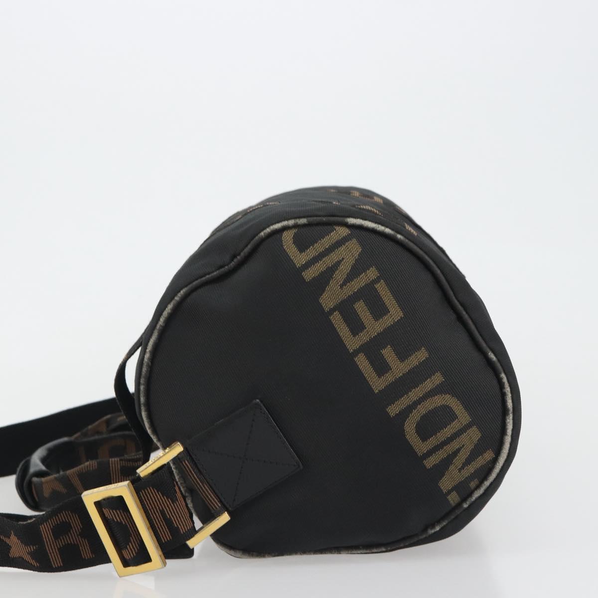 FENDI Hand Bag Canvas 2way Black Gold Auth 191061