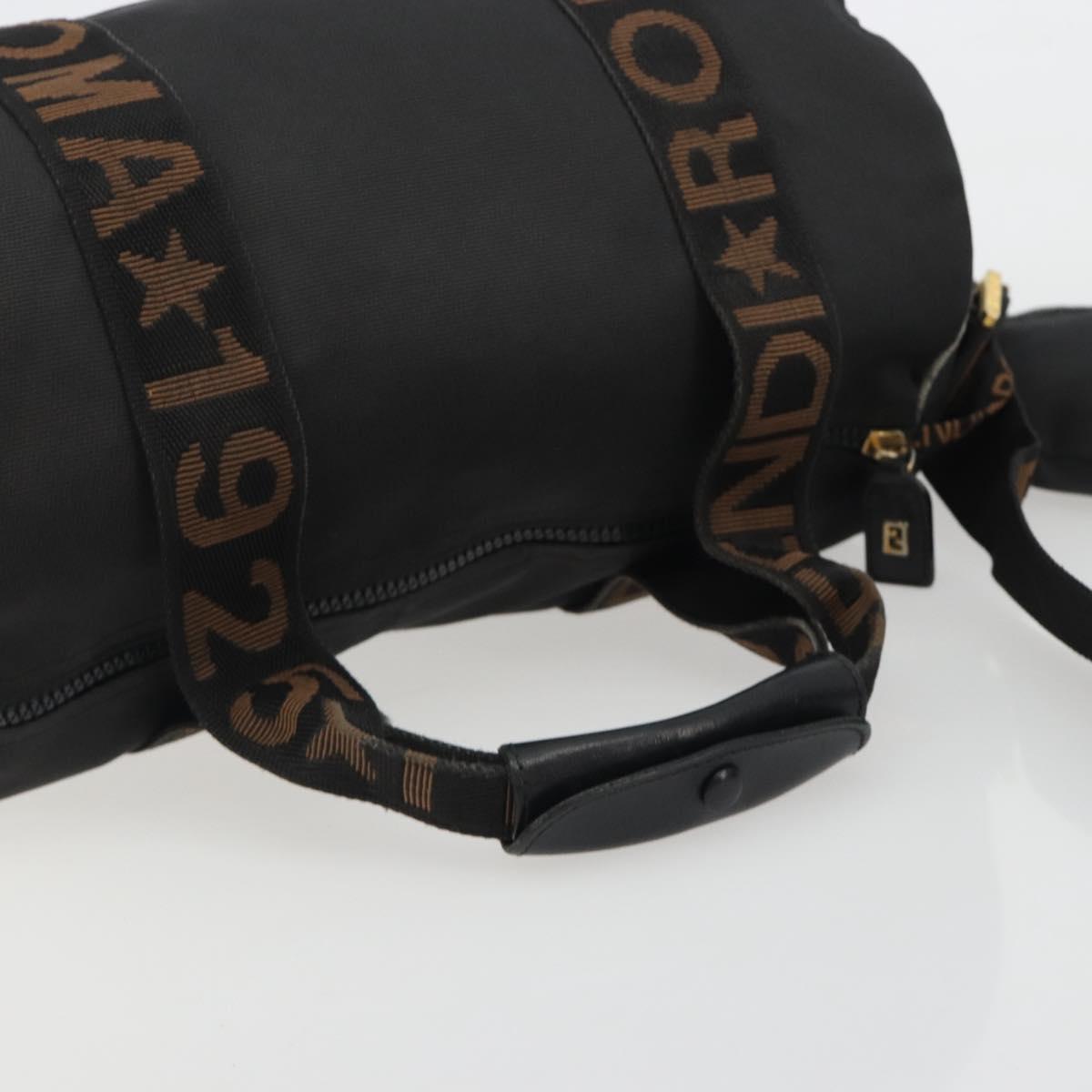 FENDI Hand Bag Canvas 2way Black Gold Auth 191061