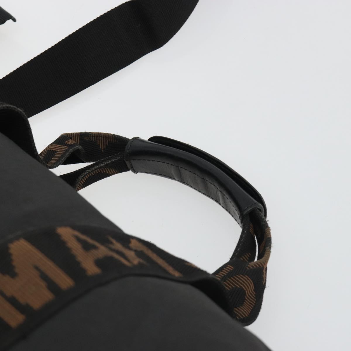 FENDI Hand Bag Canvas 2way Black Gold Auth 191061