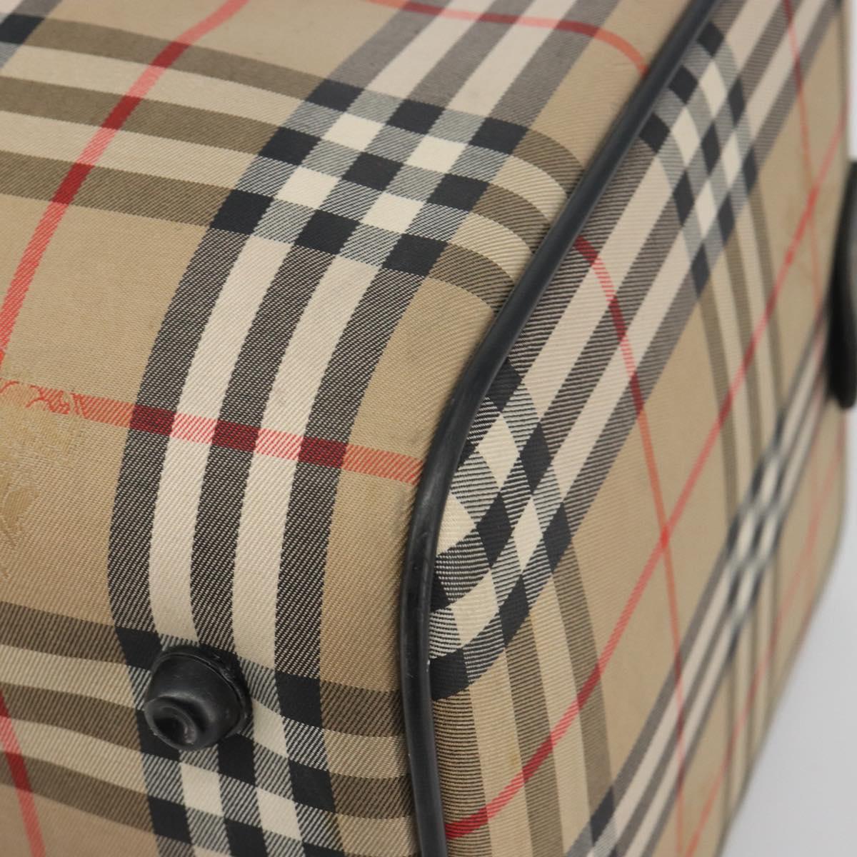 Burberrys Nova Check Boston Bag Canvas Beige Gold Auth 191064