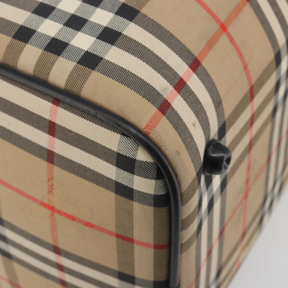 Burberrys Nova Check Boston Bag Canvas Beige Gold Auth 191064