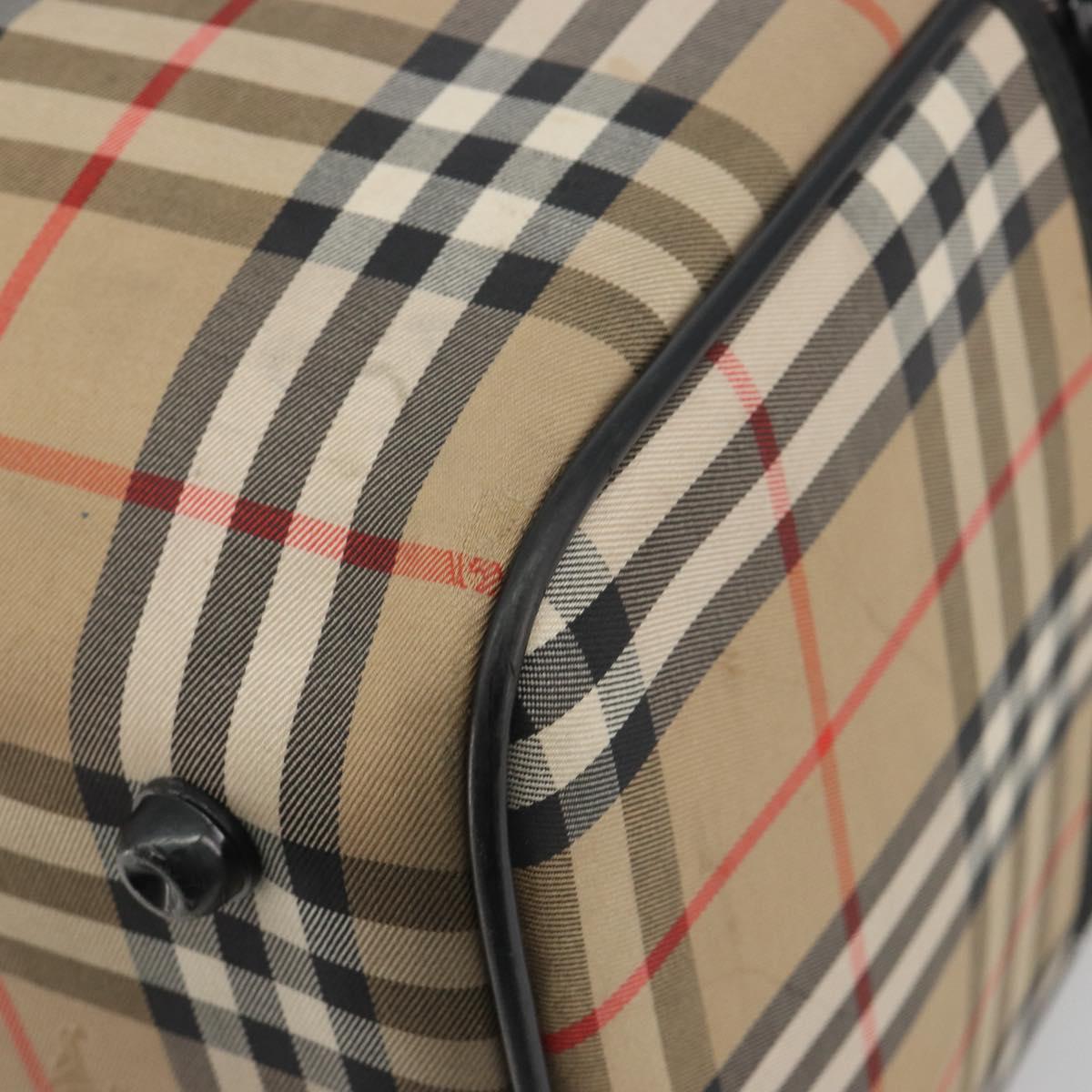 Burberrys Nova Check Boston Bag Canvas Beige Gold Auth 191064