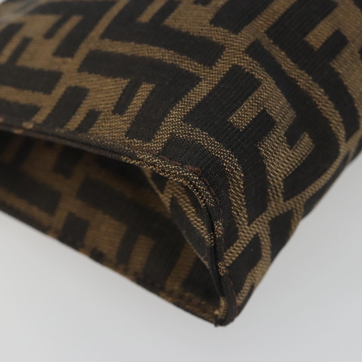 FENDI Zucca Canvas Pouch Black Brown Auth 191070