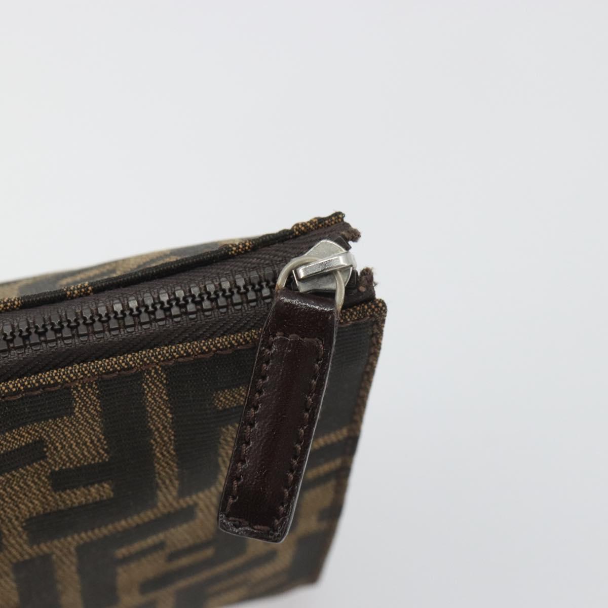 FENDI Zucca Canvas Pouch Black Brown Auth 191070