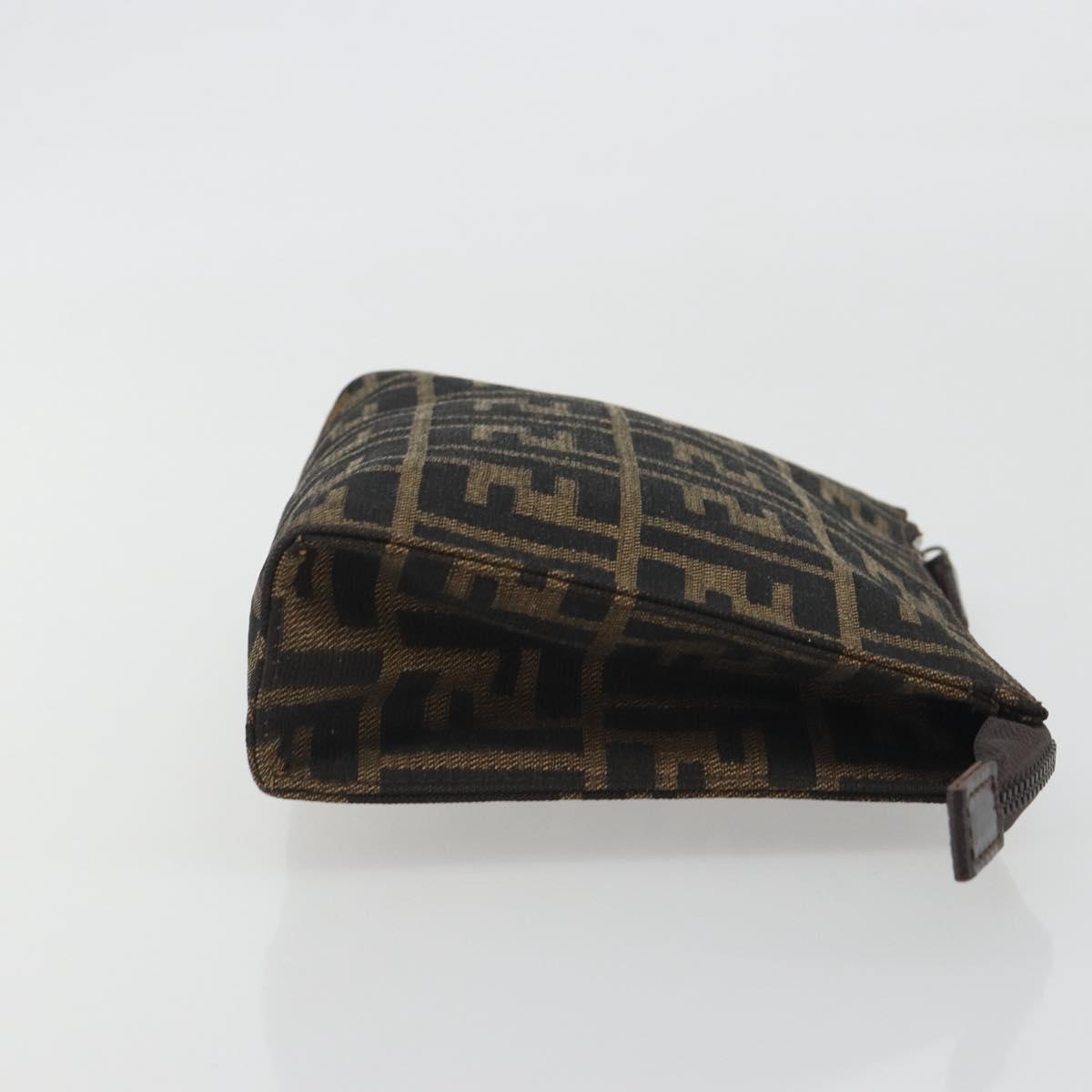 FENDI Zucca Canvas Pouch Black Brown Auth 191070