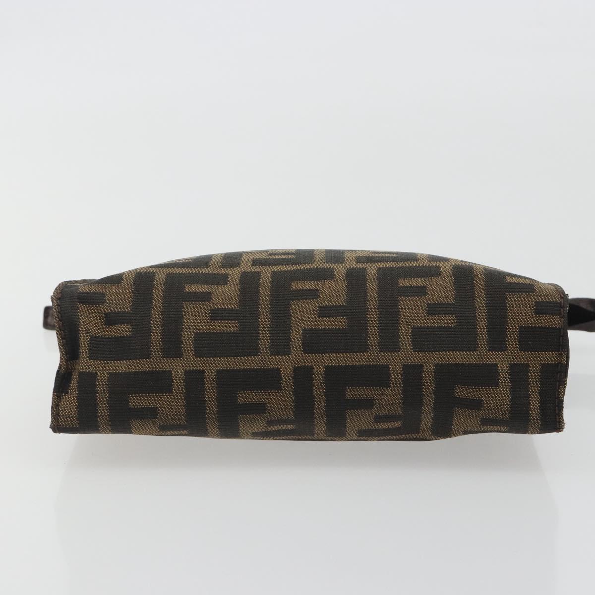 FENDI Zucca Canvas Pouch Black Brown Auth 191070