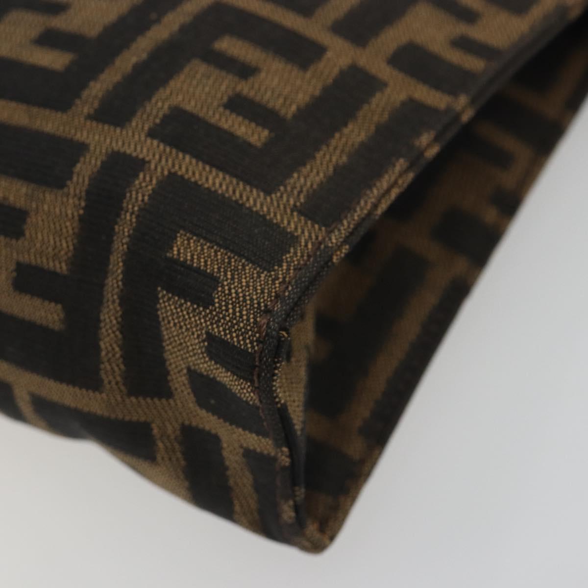 FENDI Zucca Canvas Pouch Black Brown Auth 191070