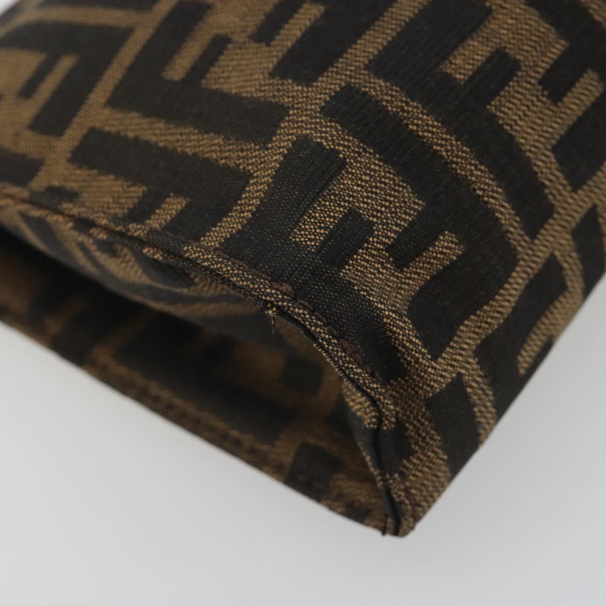 FENDI Zucca Canvas Pouch Black Brown Auth 191070