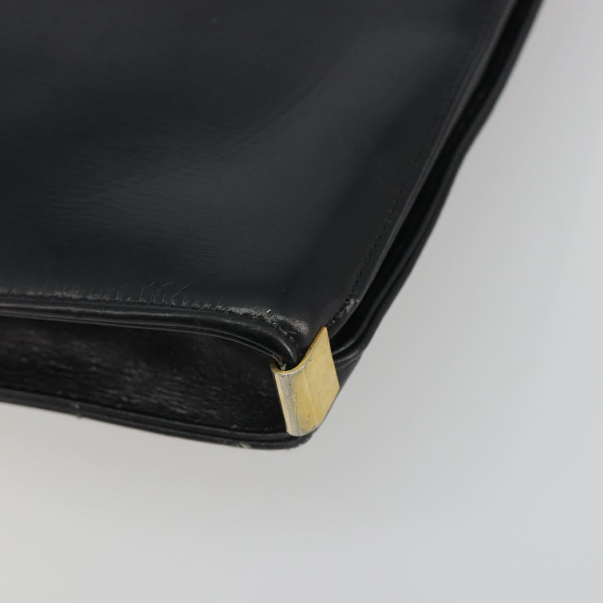 Christian Dior Shoulder Bag Calf Skin Black Gold Auth 191075