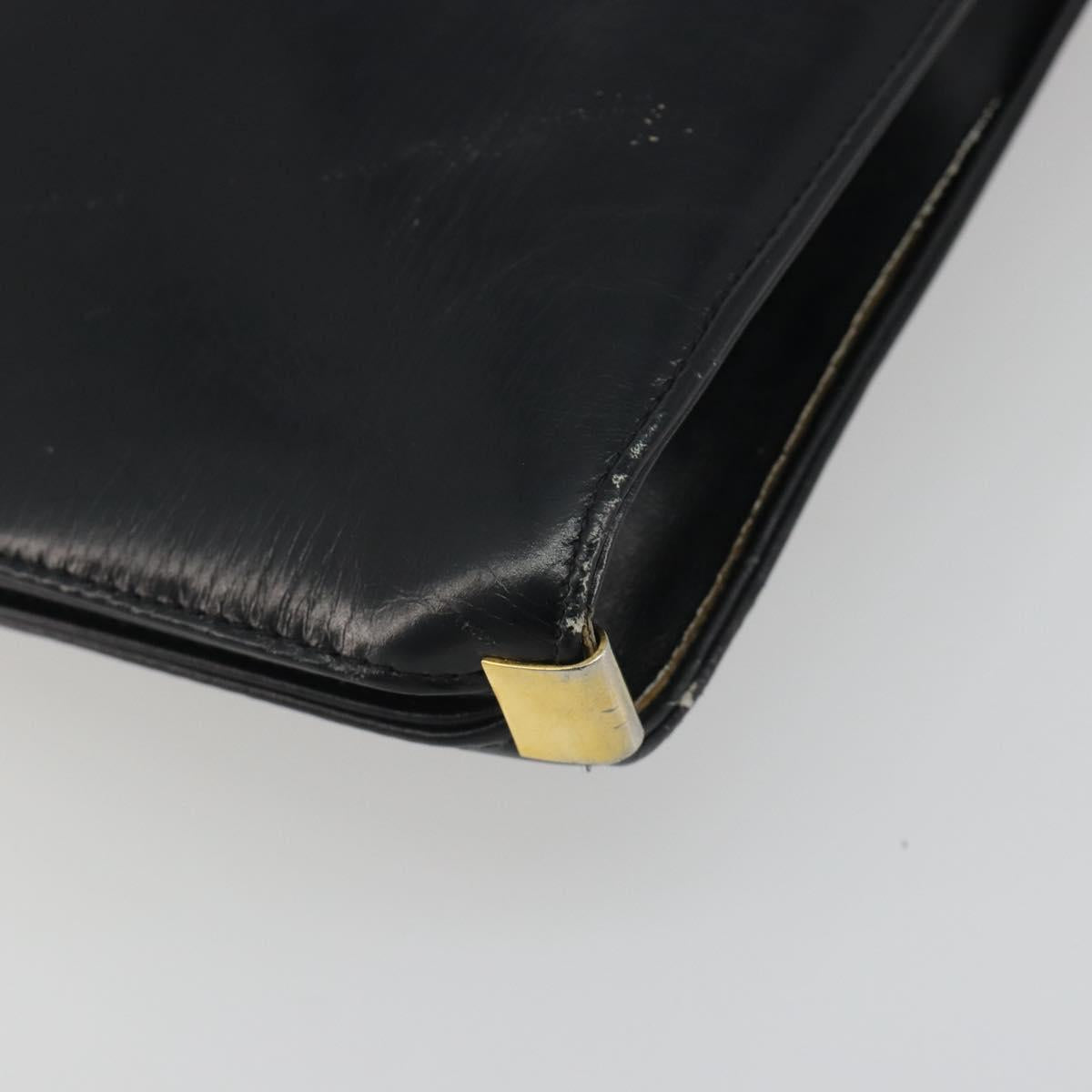 Christian Dior Shoulder Bag Calf Skin Black Gold Auth 191075