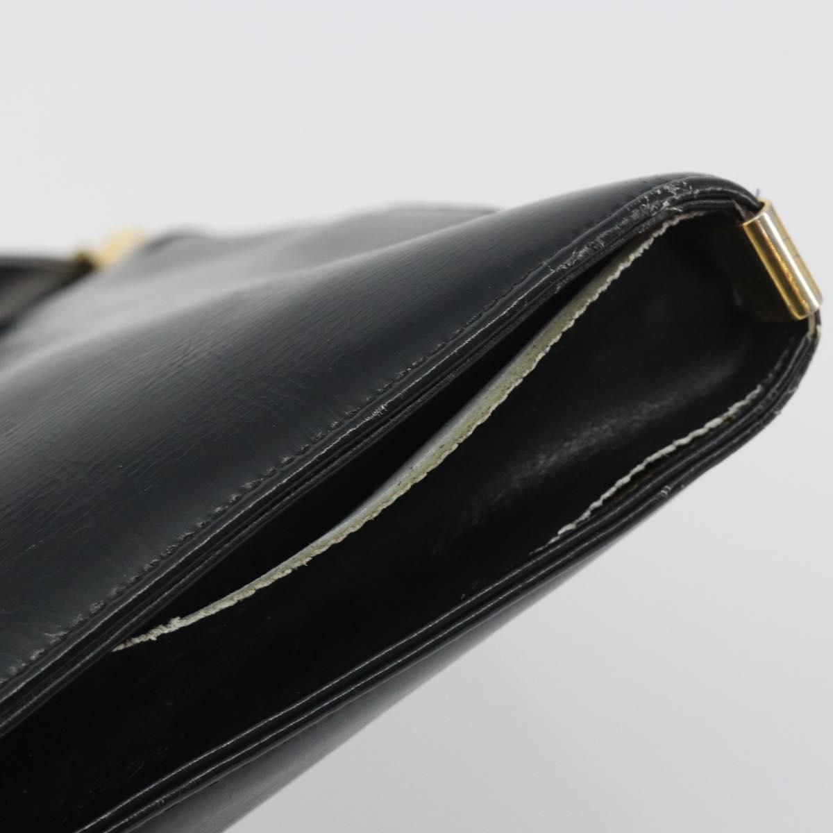 Christian Dior Shoulder Bag Calf Skin Black Gold Auth 191075