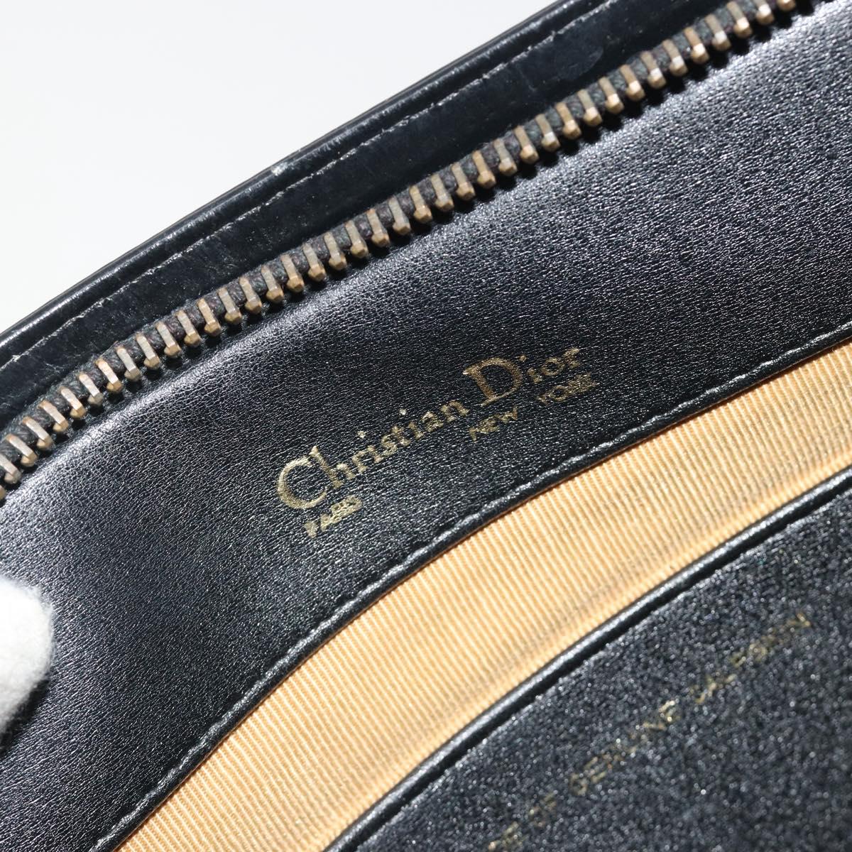 Christian Dior Shoulder Bag Calf Skin Black Gold Auth 191075