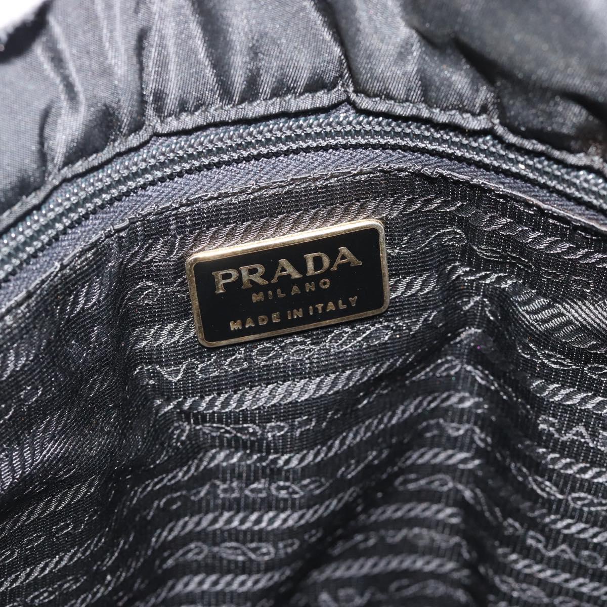 PRADA Hand Bag Nylon Black Gold Auth 191076