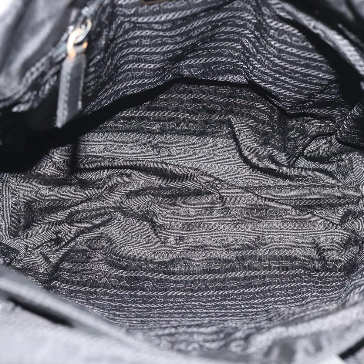 PRADA Hand Bag Nylon Black Gold Auth 191076