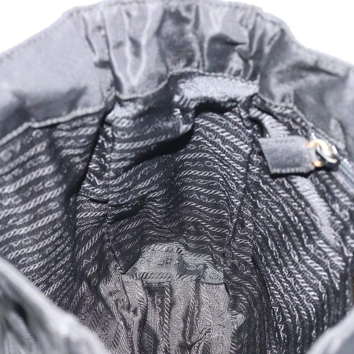 PRADA Hand Bag Nylon Black Gold Auth 191076