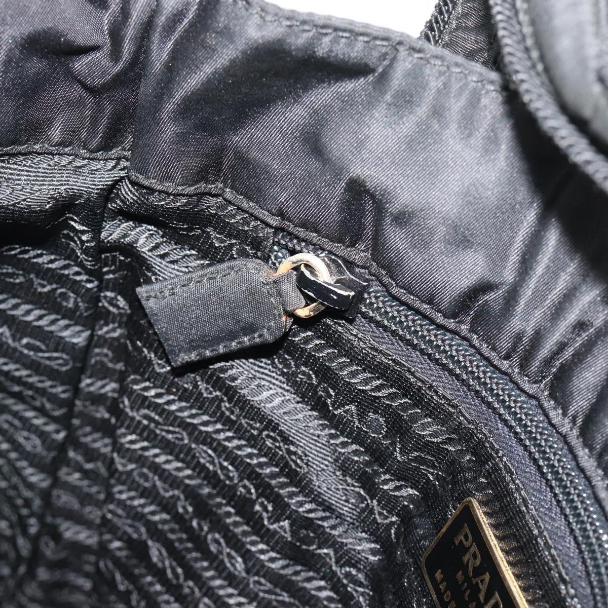 PRADA Hand Bag Nylon Black Gold Auth 191076