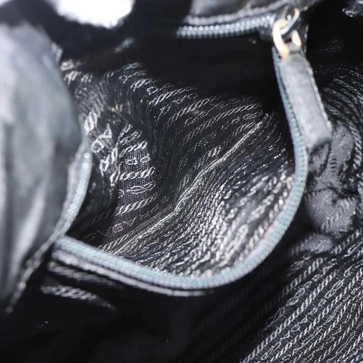PRADA Hand Bag Nylon Black Gold Auth 191076